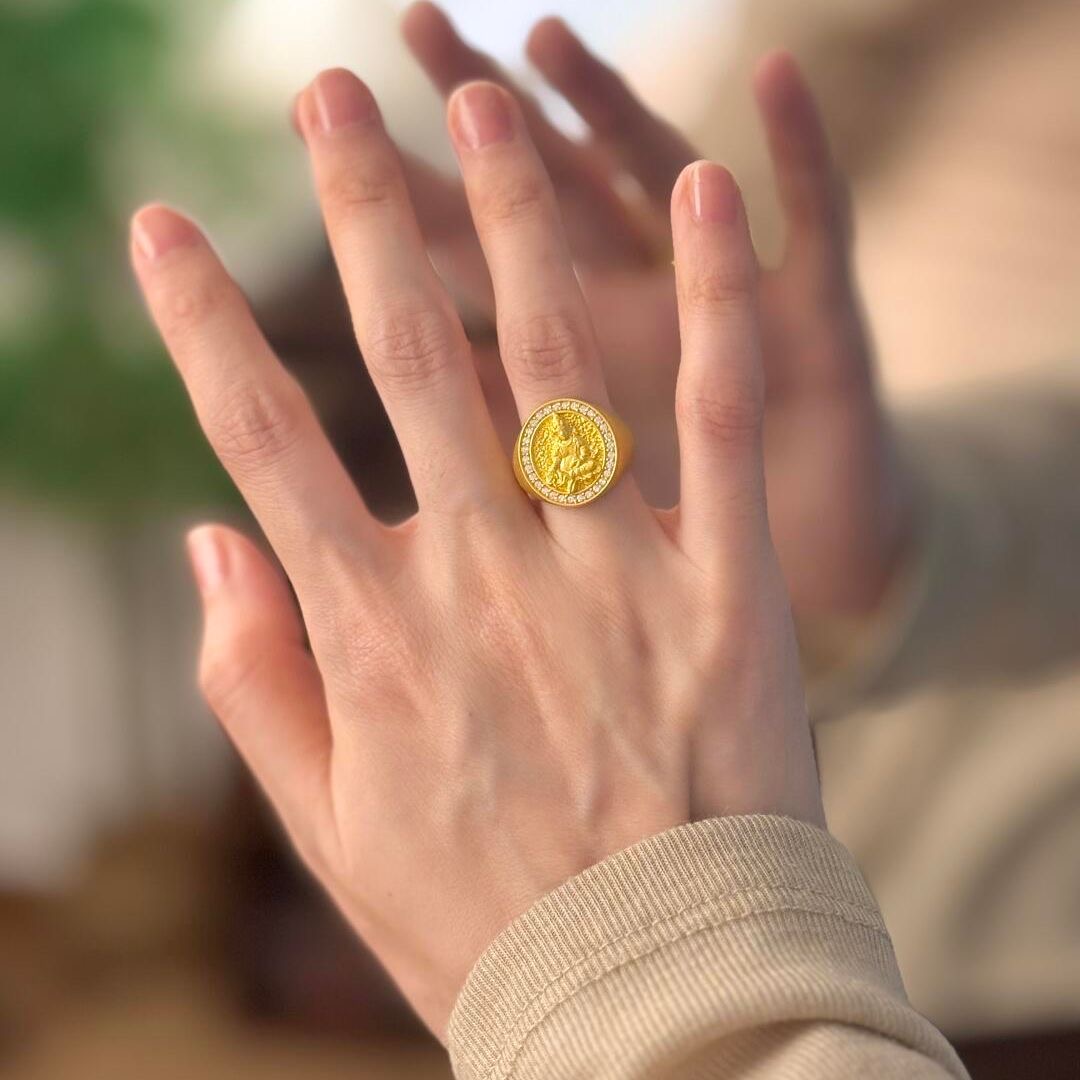 钨合金戒指 时尚古法金色素款复古指环MKL4003戒指