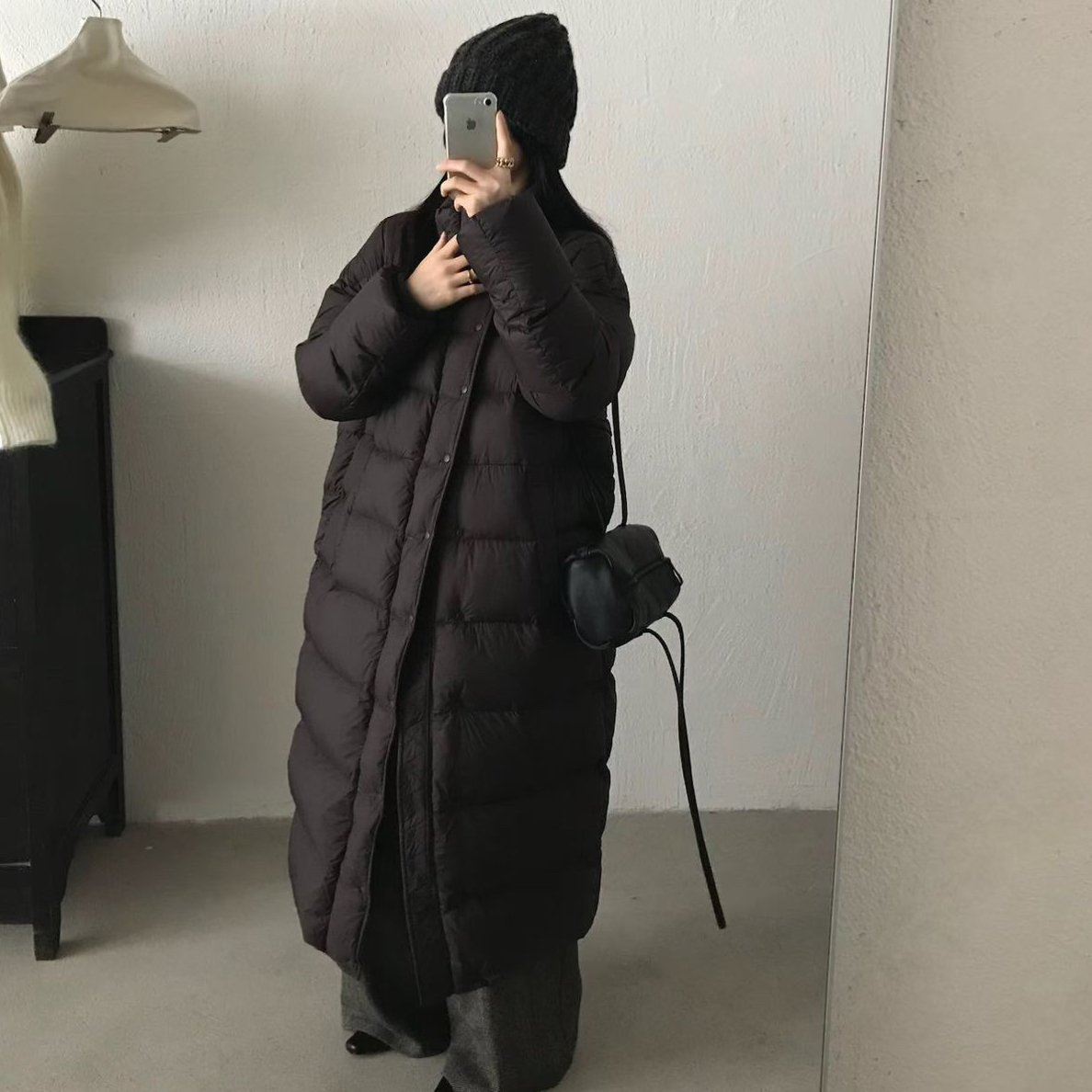 新款韩系立领长款95白鸭绒女士加厚保暖羽绒服