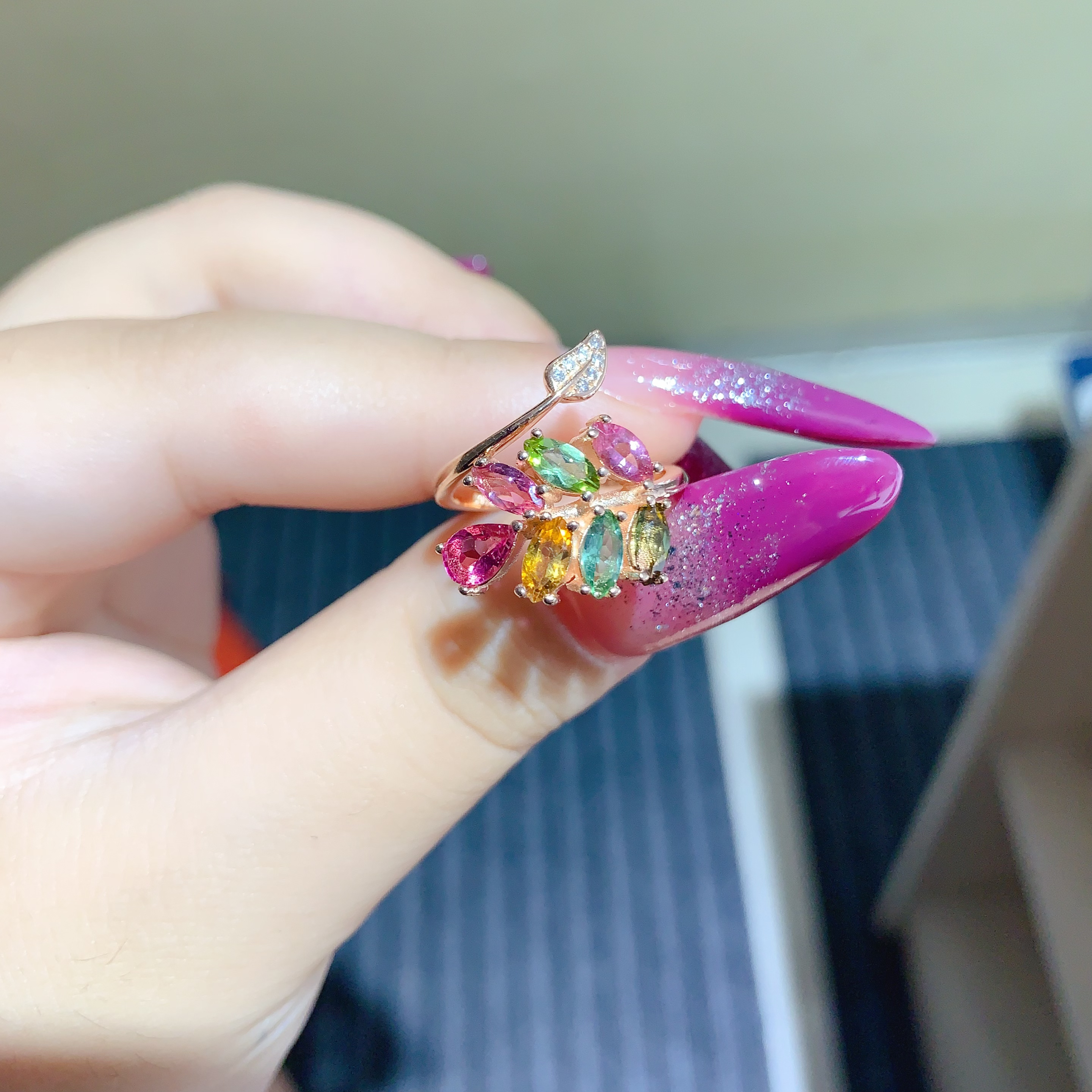 碧玺戒指 活口可调节