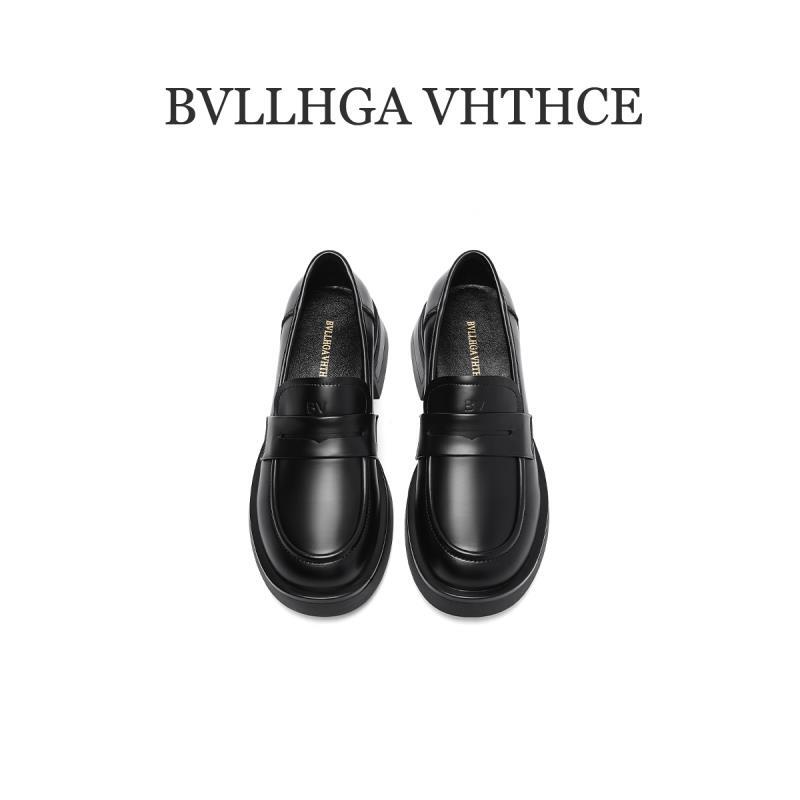 秋冬女款简约舒适时尚百搭胎牛皮英伦风休闲真皮厚底女乐福鞋008