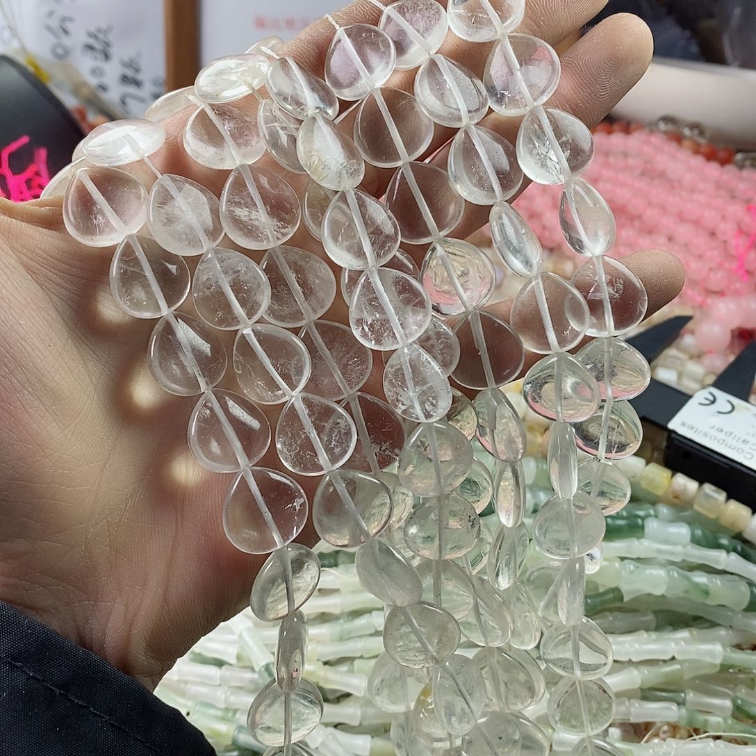 玛瑙/玉髓珠宝半成品合金一条天然6×16白水晶爱心