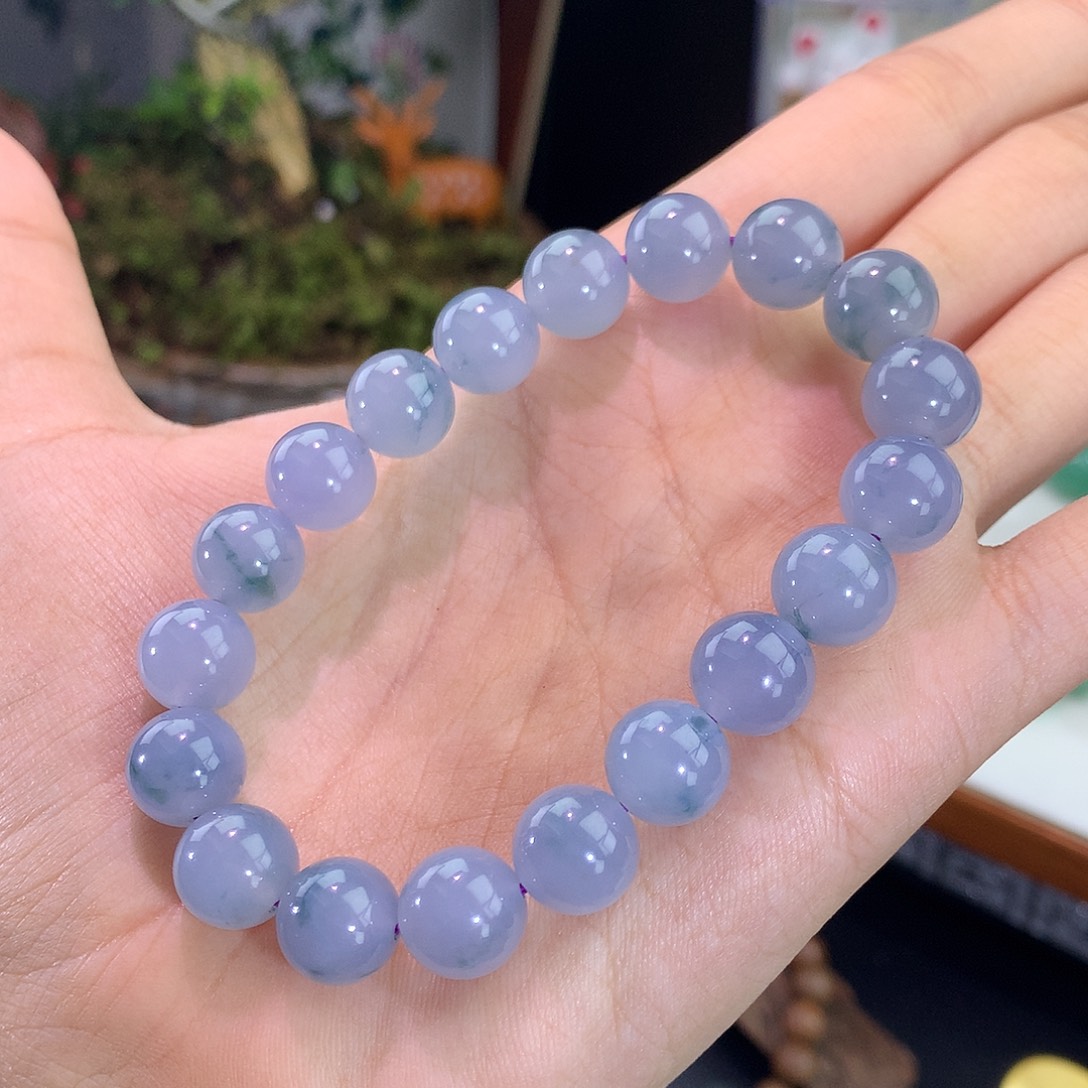 翡翠未镶嵌手链紫罗兰飘花手串
