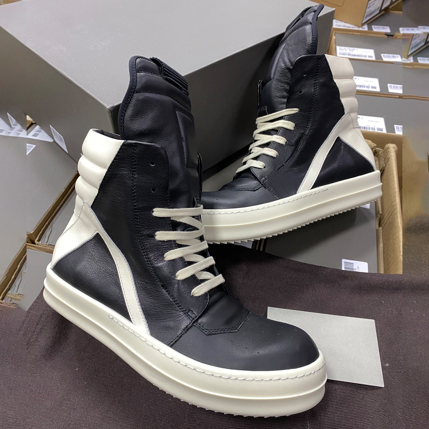 RICK OK RO 倒三角主线薄底头层牛皮奶香底暗黑高街高帮鞋RO鞋