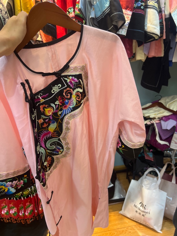 上衣复古领圈小花棉布提花