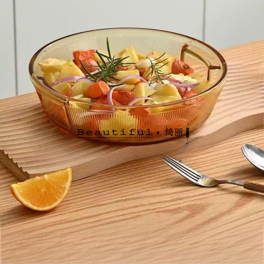 拍一发二-轻奢钻纹椭圆2.6L玻璃烤盘双耳盘鱼盘烤箱微波炉用