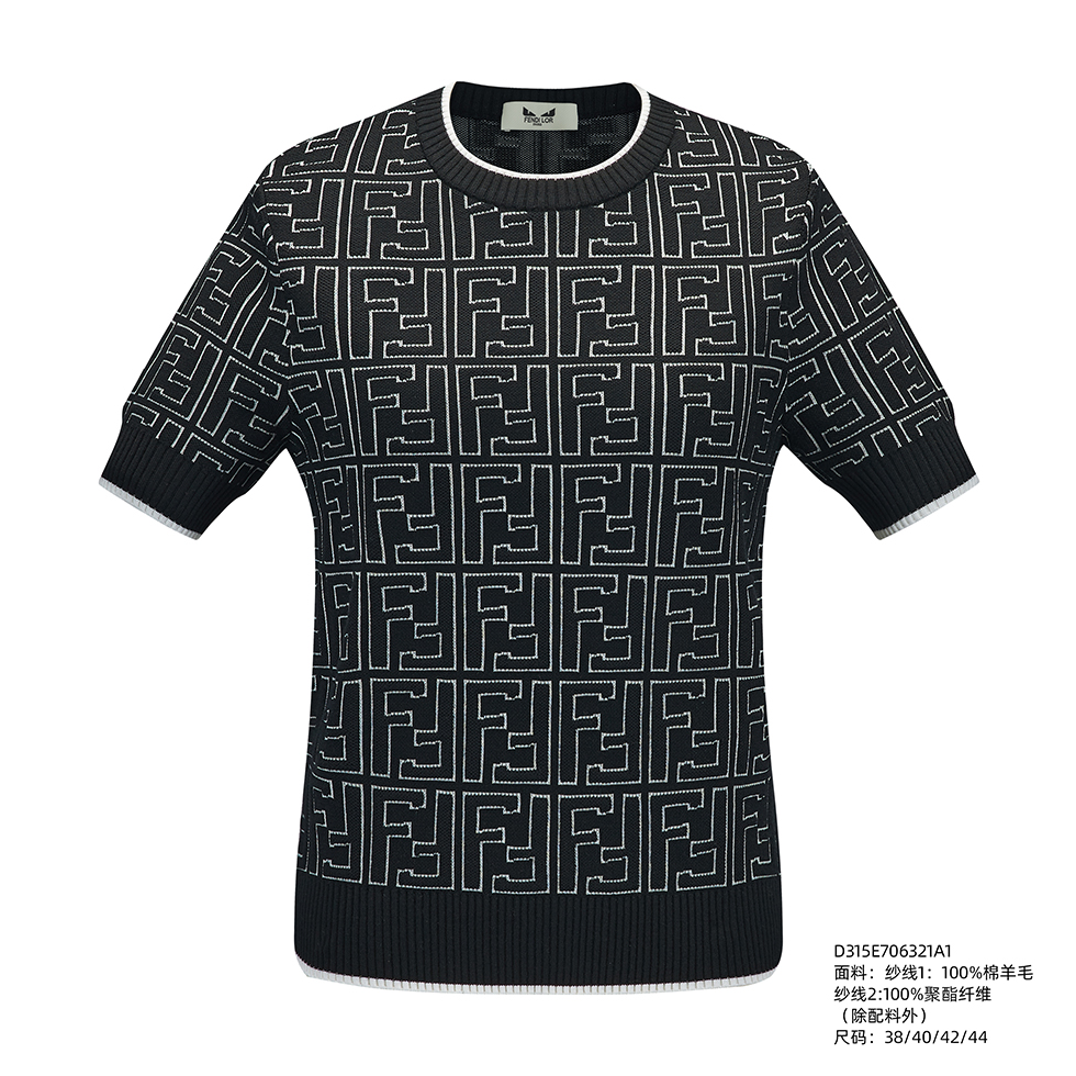 FENDILOR小怪兽25年春夏款女士短袖T恤 D315E706321A