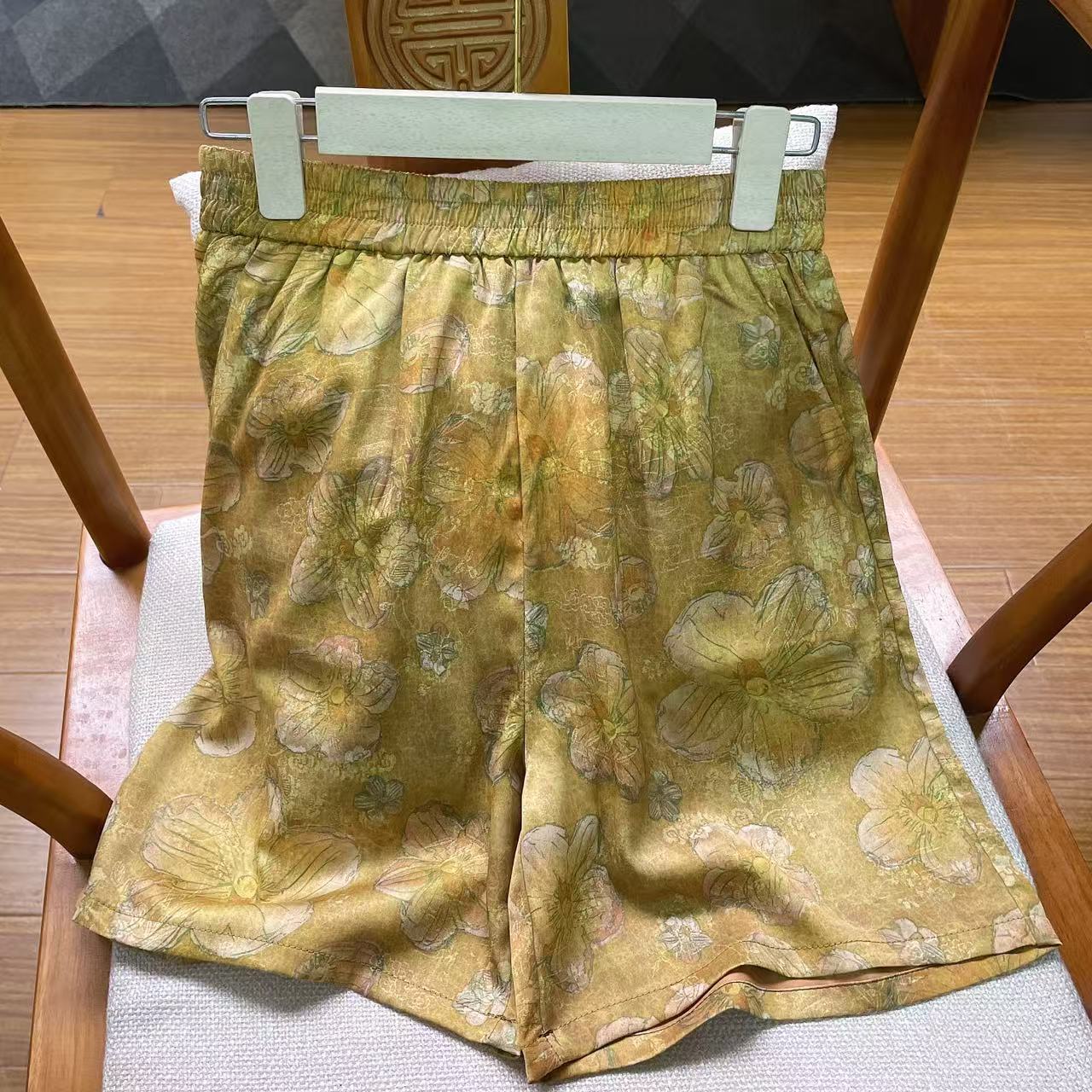 新中式新款夏季百搭时尚显瘦松紧腰休闲国风高腰短裤D353