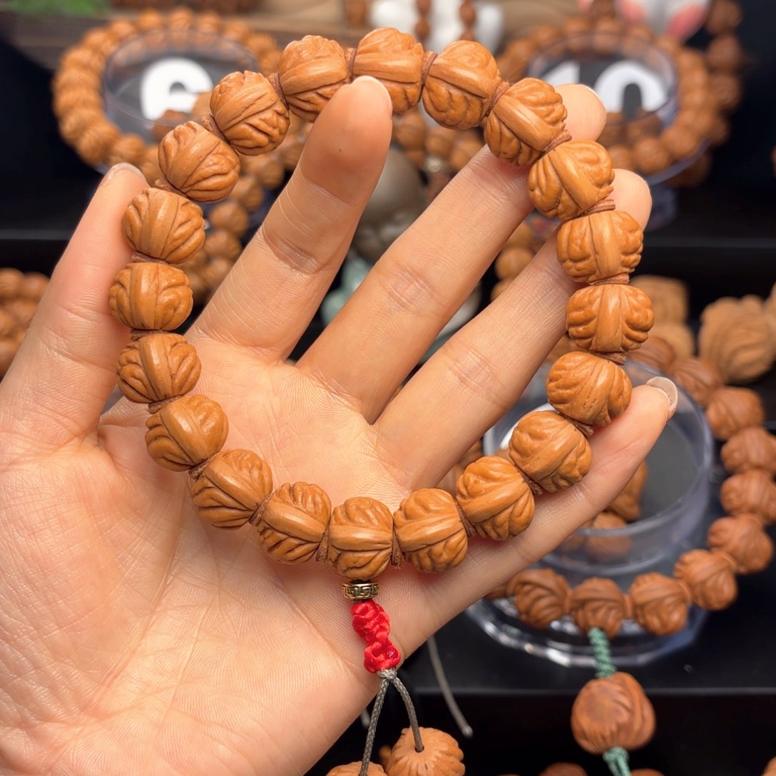 桃核吊坠野生红莲1.5尺寸