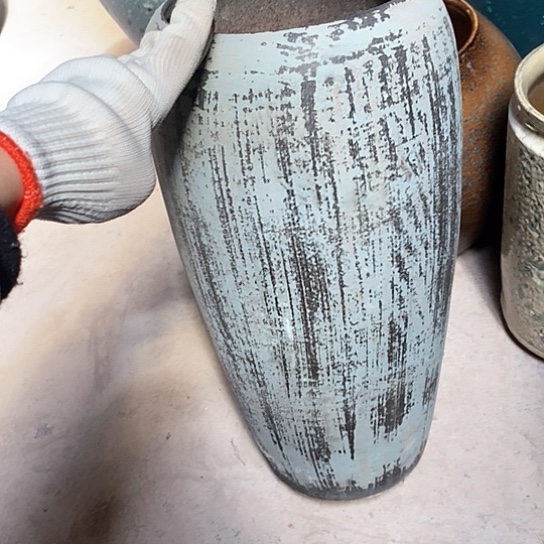 紫砂花盆口17高度42灰色瑕疵