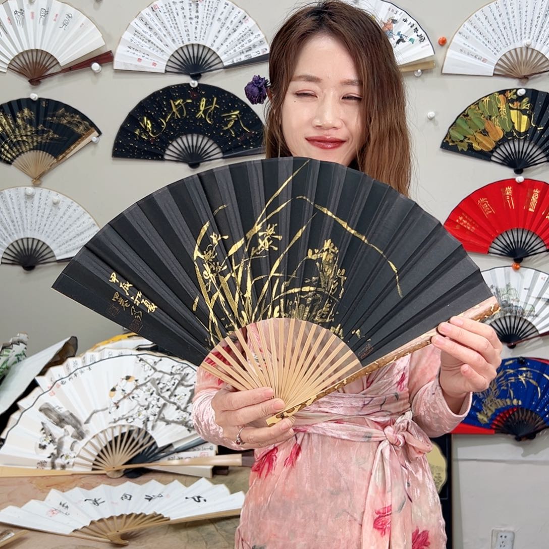 书法梅妃95寸-文玩扇-手写-粘好发出