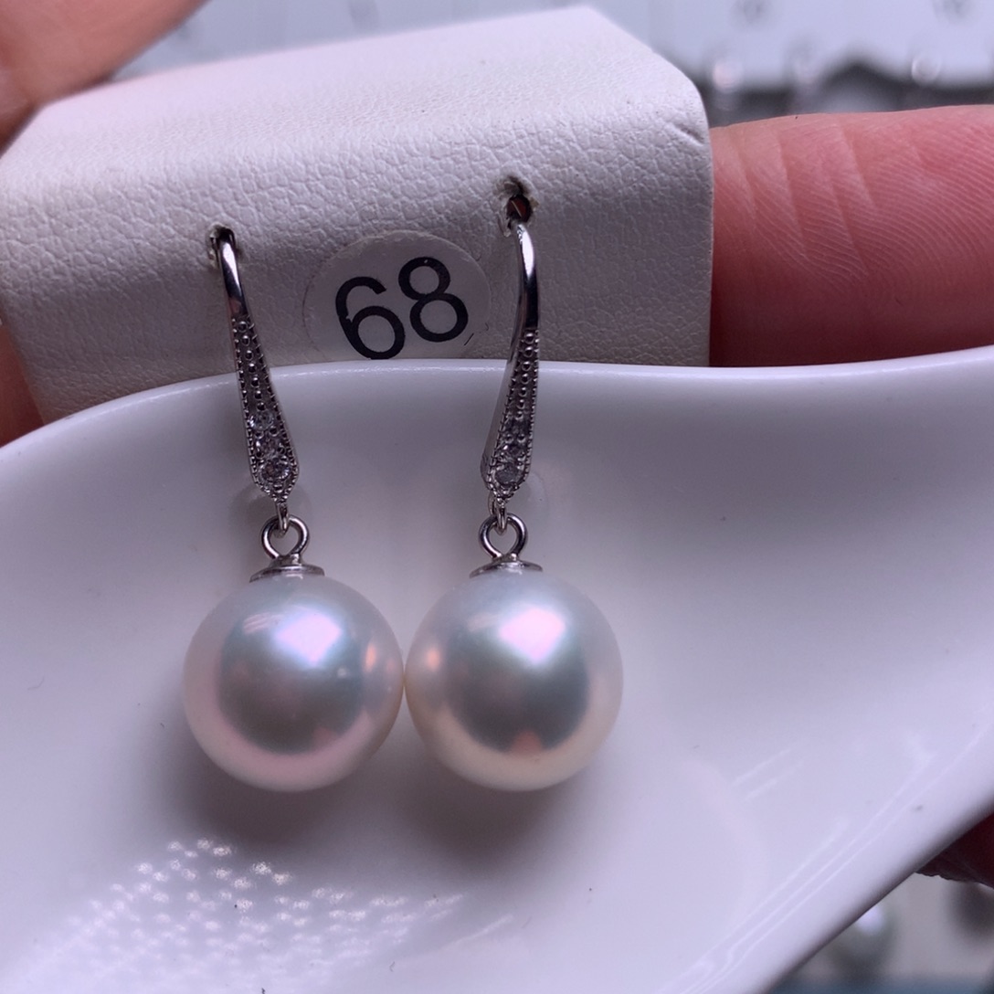 银S925镶嵌耳饰淡水珍珠