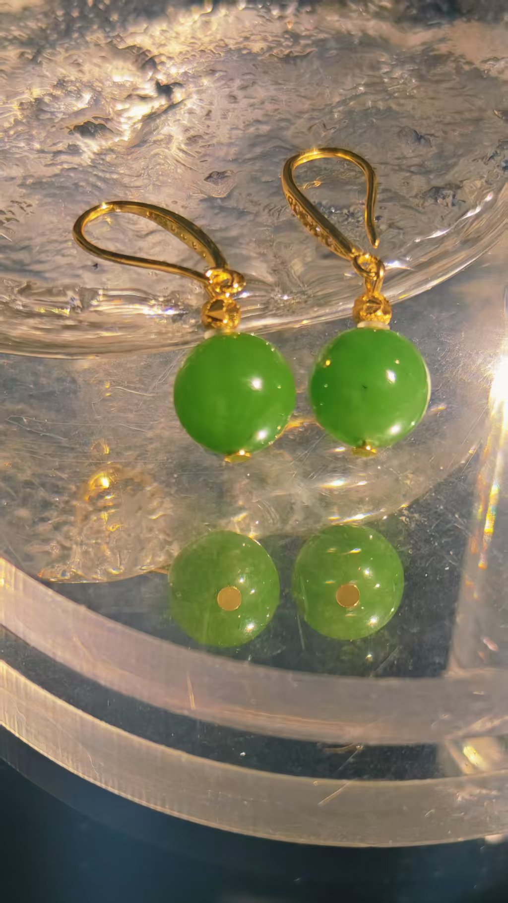 s925碧玉耳钩10mm    5230