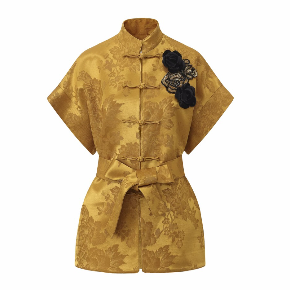 JUNYANG杨君  鎏金芳墨中式立领飞肩廓形马甲