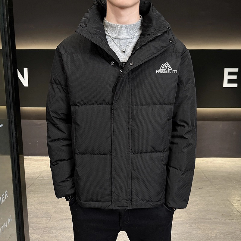 连帽保暖反光标男士加厚短款外套立领时尚男士