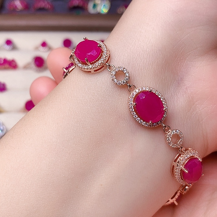 红宝石手链银S925镶嵌黛***人