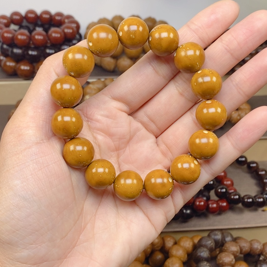 紫金鼠手串15黄金甲光珠