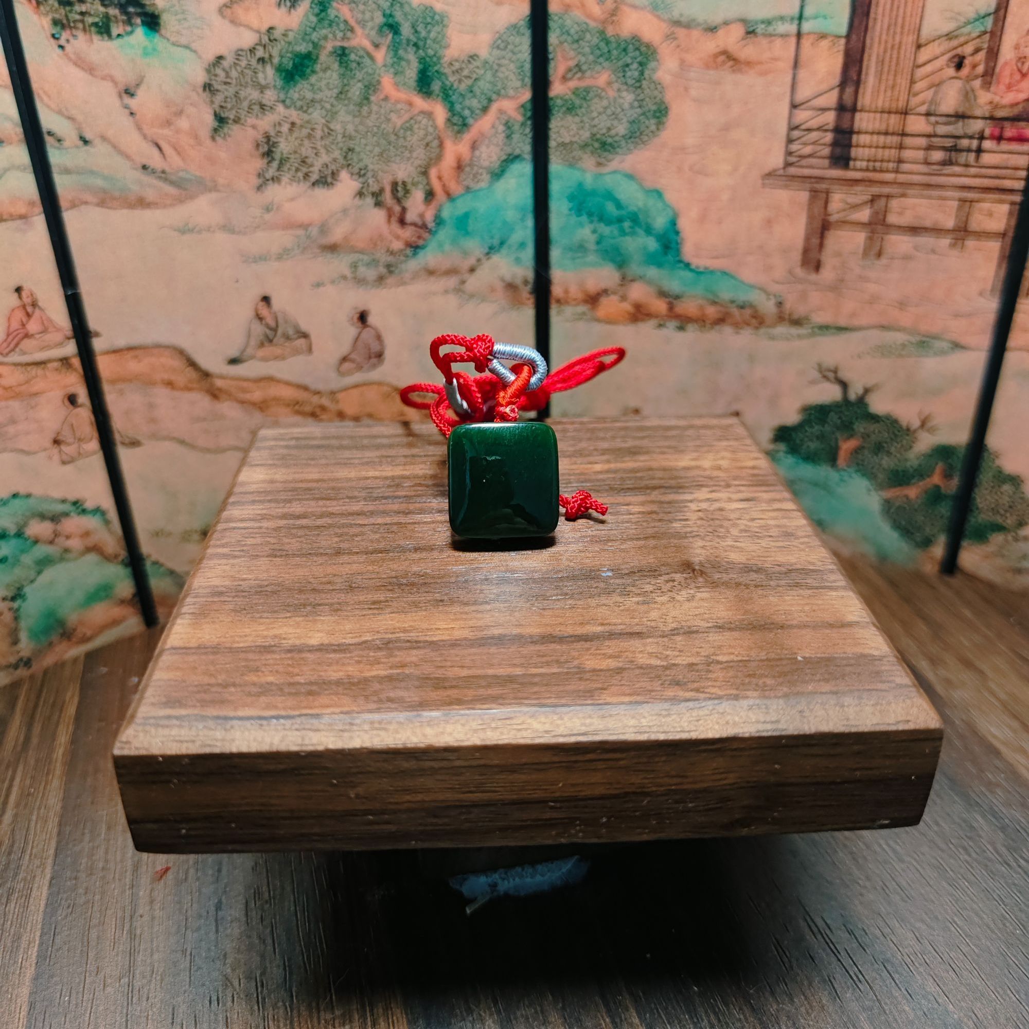 N和田玉碧玉无事牌吊坠5355