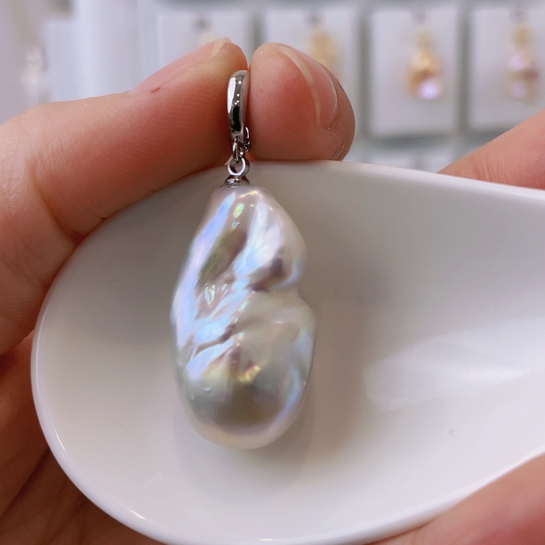 淡水珍珠天然珍珠巴洛克银S925镶嵌