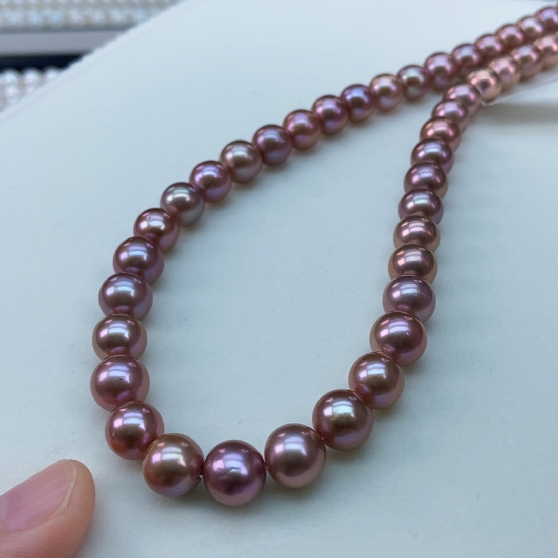 银S925镶嵌淡水珍珠9/10极强光金属紫炫彩