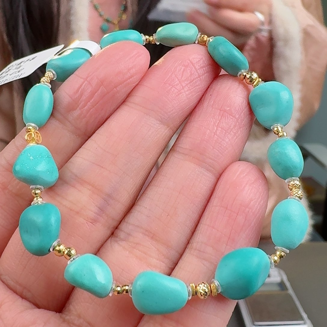 绿松石珠宝奇石18K金镶嵌