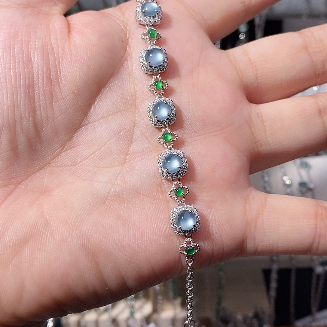 翡翠银S925镶嵌手链