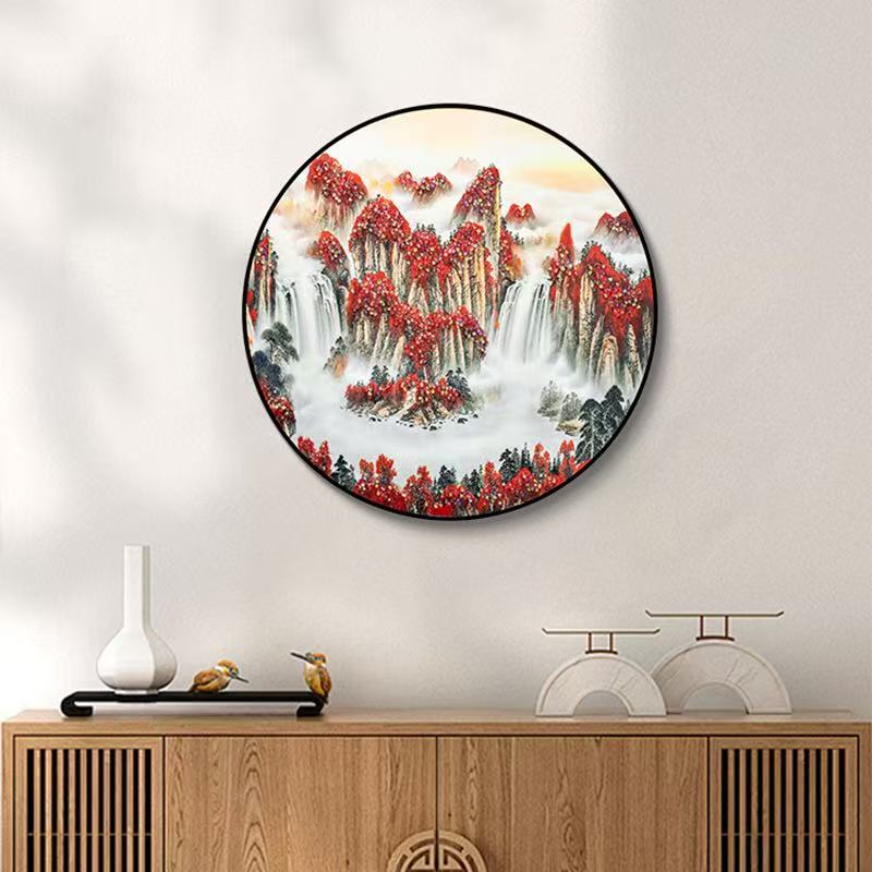 鸿运当头晶瓷镶钻圆形装饰画6060