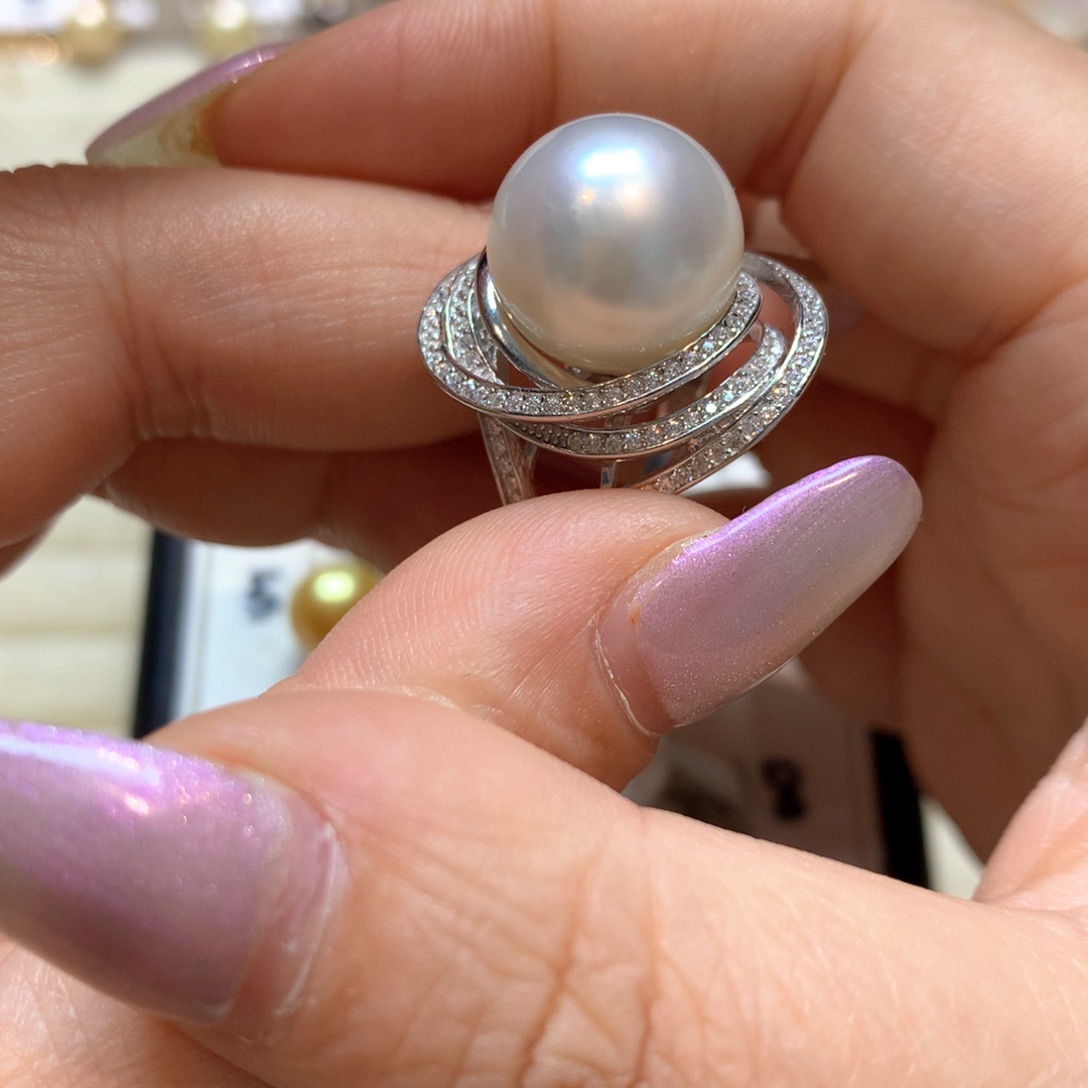 海水珍珠银S925镶嵌戒指