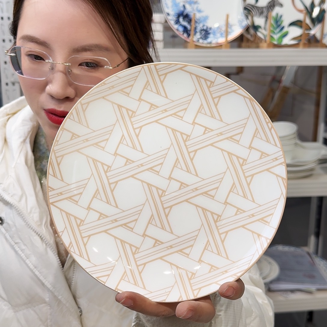 骨瓷高骨瓷8英寸月光盘20cm一个外贸骨瓷