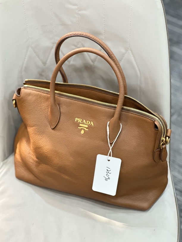 95新 Prada/普拉达 夏七中古/prada 复古金棕单肩包/123090