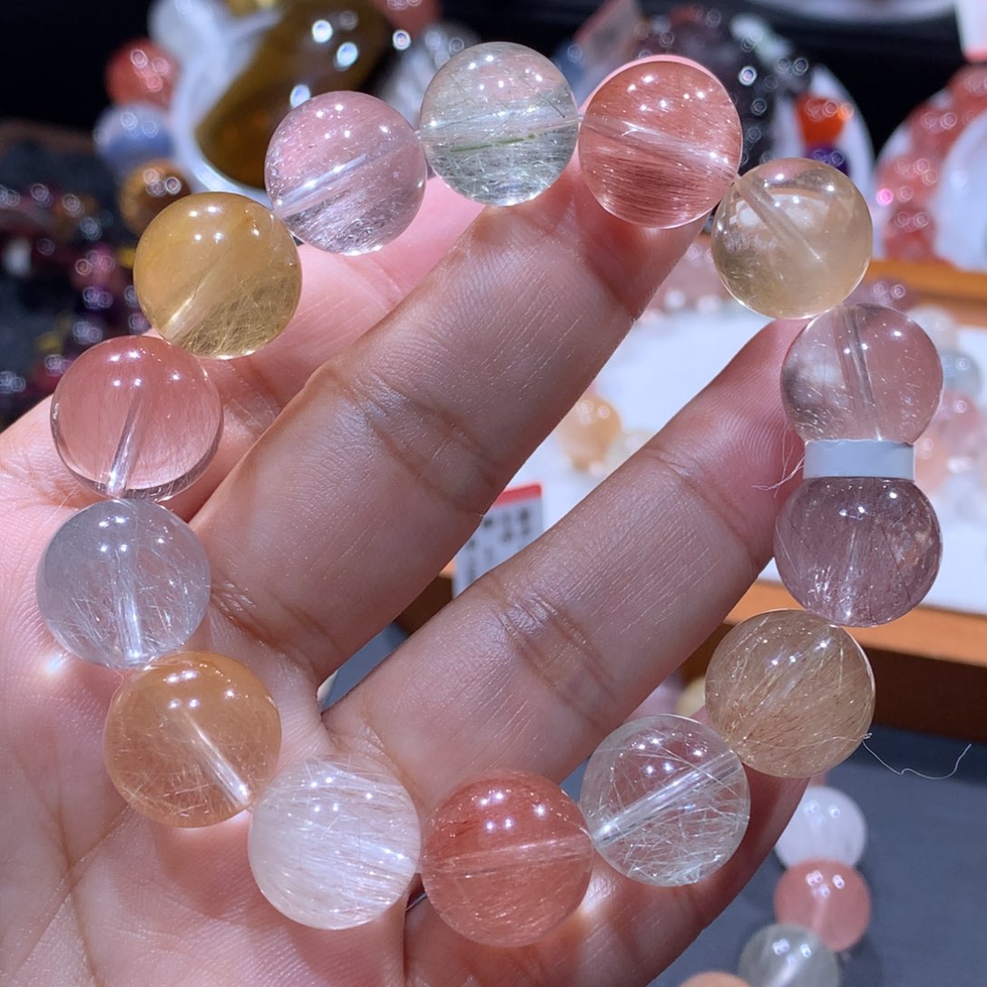 水晶手链未镶嵌彩兔毛13.5mm