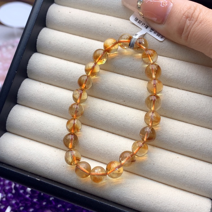 水晶手链未镶嵌巴西黄塔8+