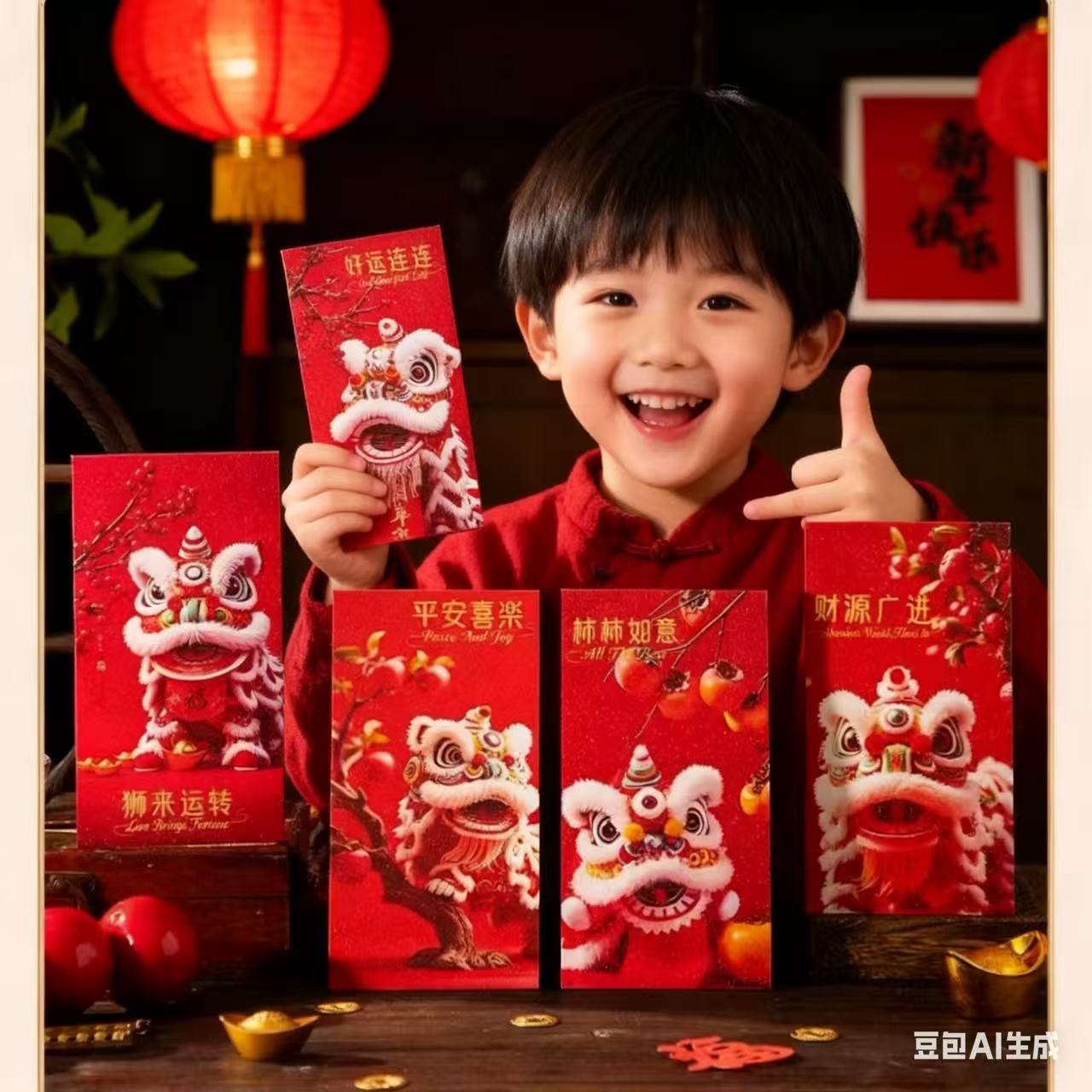 新款马年醒狮创意个性压岁包春节通用