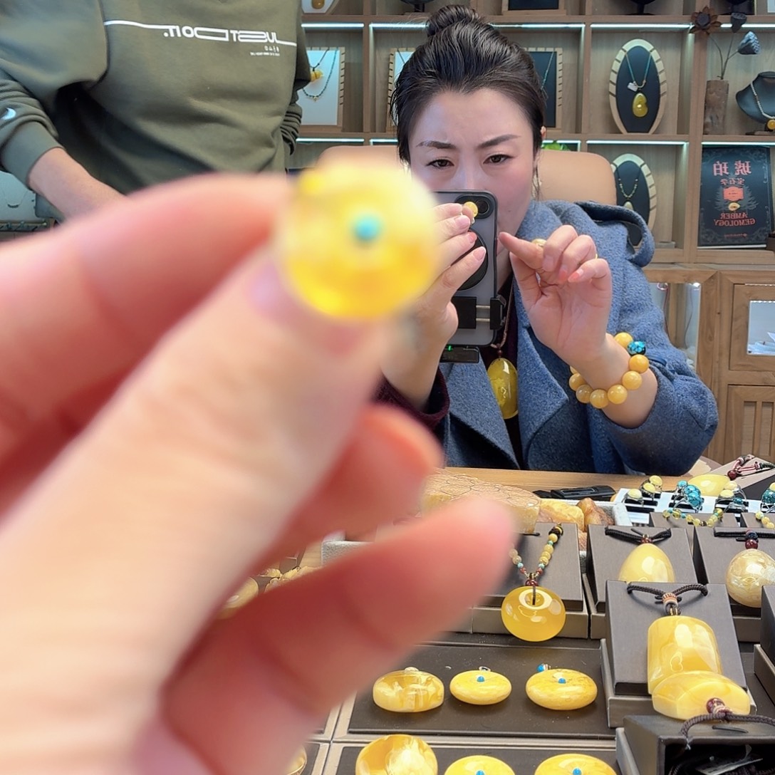 琥珀银S925镶嵌戒指