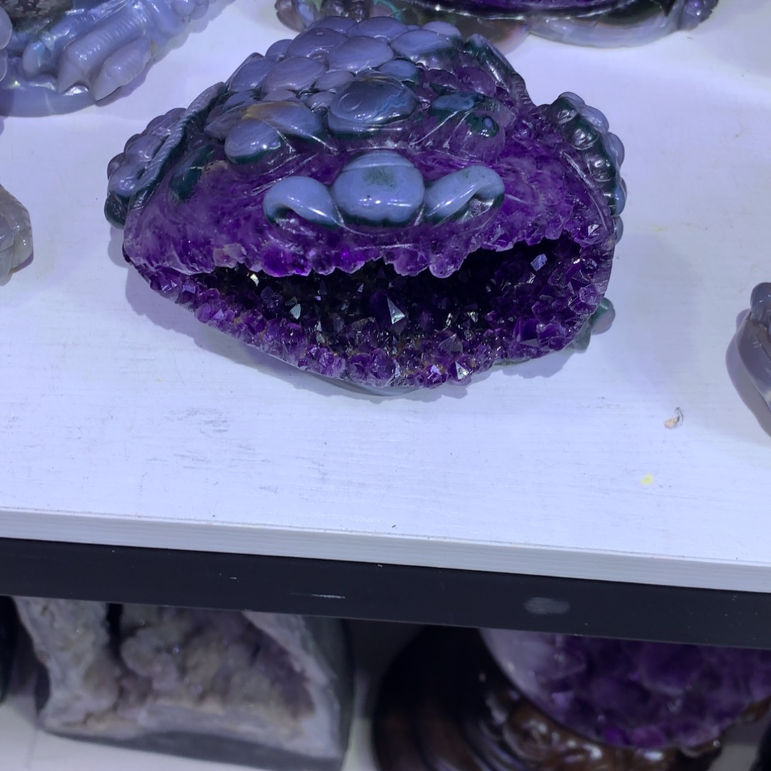 未镶嵌大型摆件（非配饰）紫晶乌拉圭大嘴金蟾摆件
