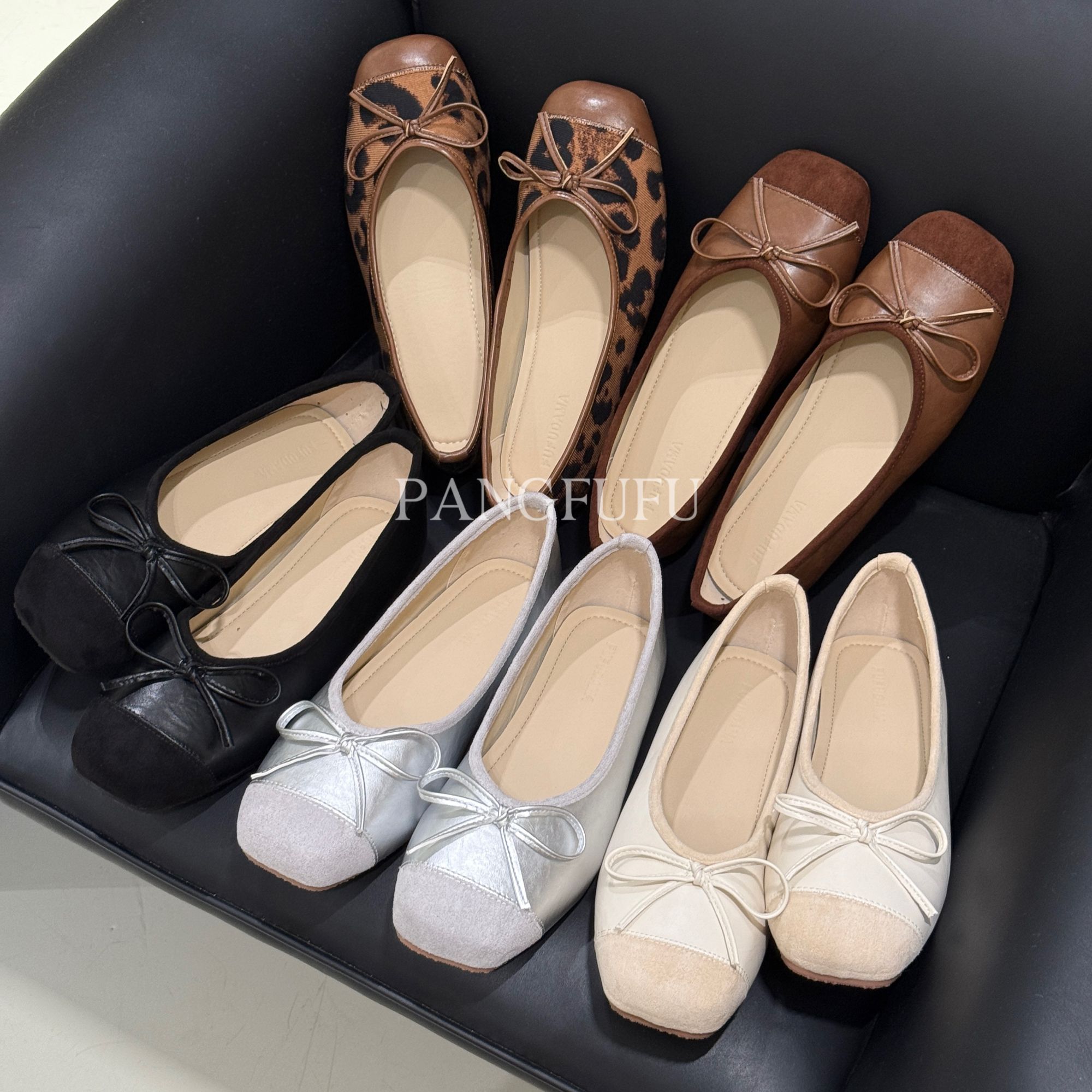 宽胖脚复古浅口软皮蝴蝶结芭蕾舞平底鞋大码女鞋豆豆鞋瓢鞋四季鞋