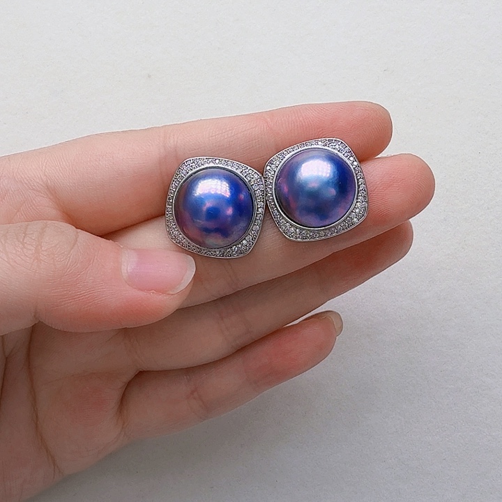 耳饰拼合珍珠（马贝珠）未镶嵌