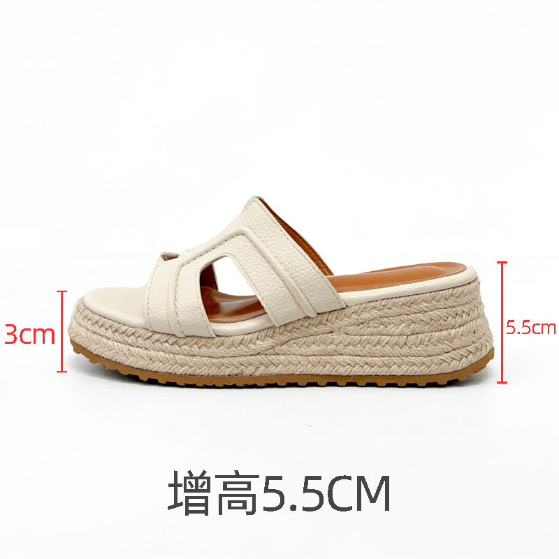 露丝同款--厚底拖鞋女2025新款夏外穿绝美一字凉拖鞋增高坡跟凉鞋