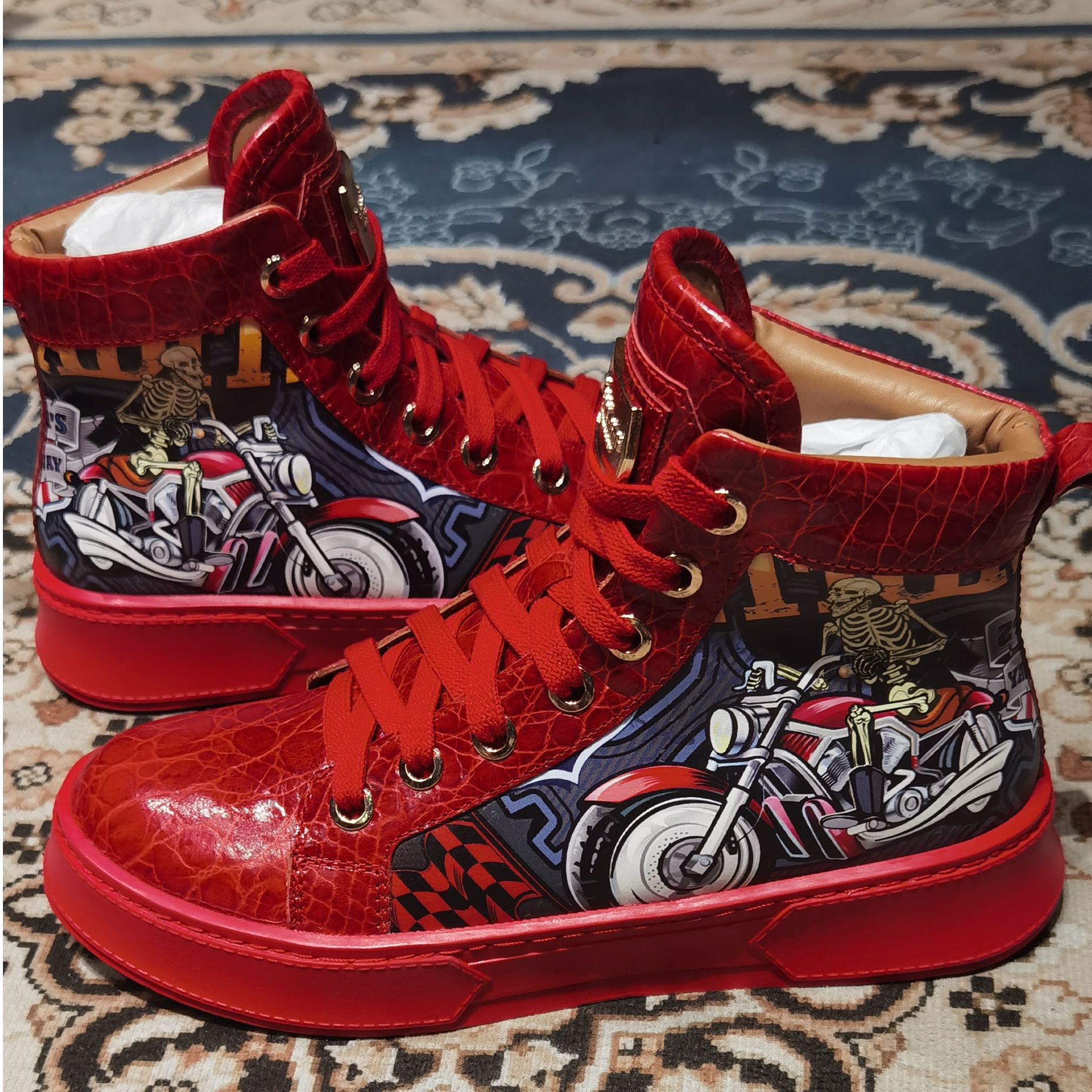 机车风文化元素鞋 休闲骑行鞋 个性时尚潮鞋 城市通勤户外旅行