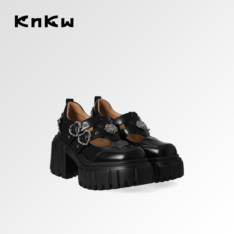 KNKW休闲百搭粗跟玛丽珍鞋2025春夏小众时尚日常单鞋W4108E106