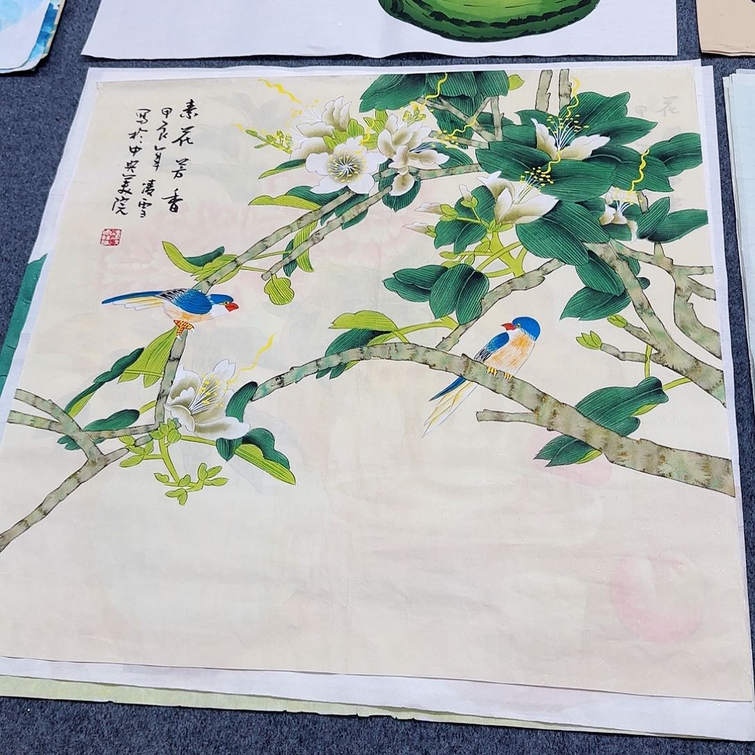 国画尺寸70X70手绘作品 