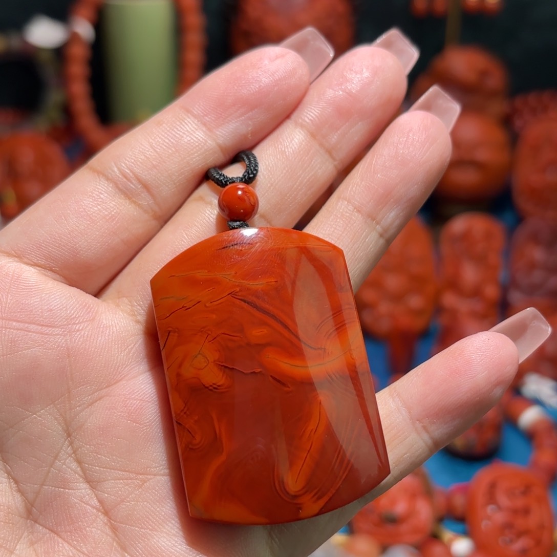 南红玛瑙无事牌未镶嵌以*