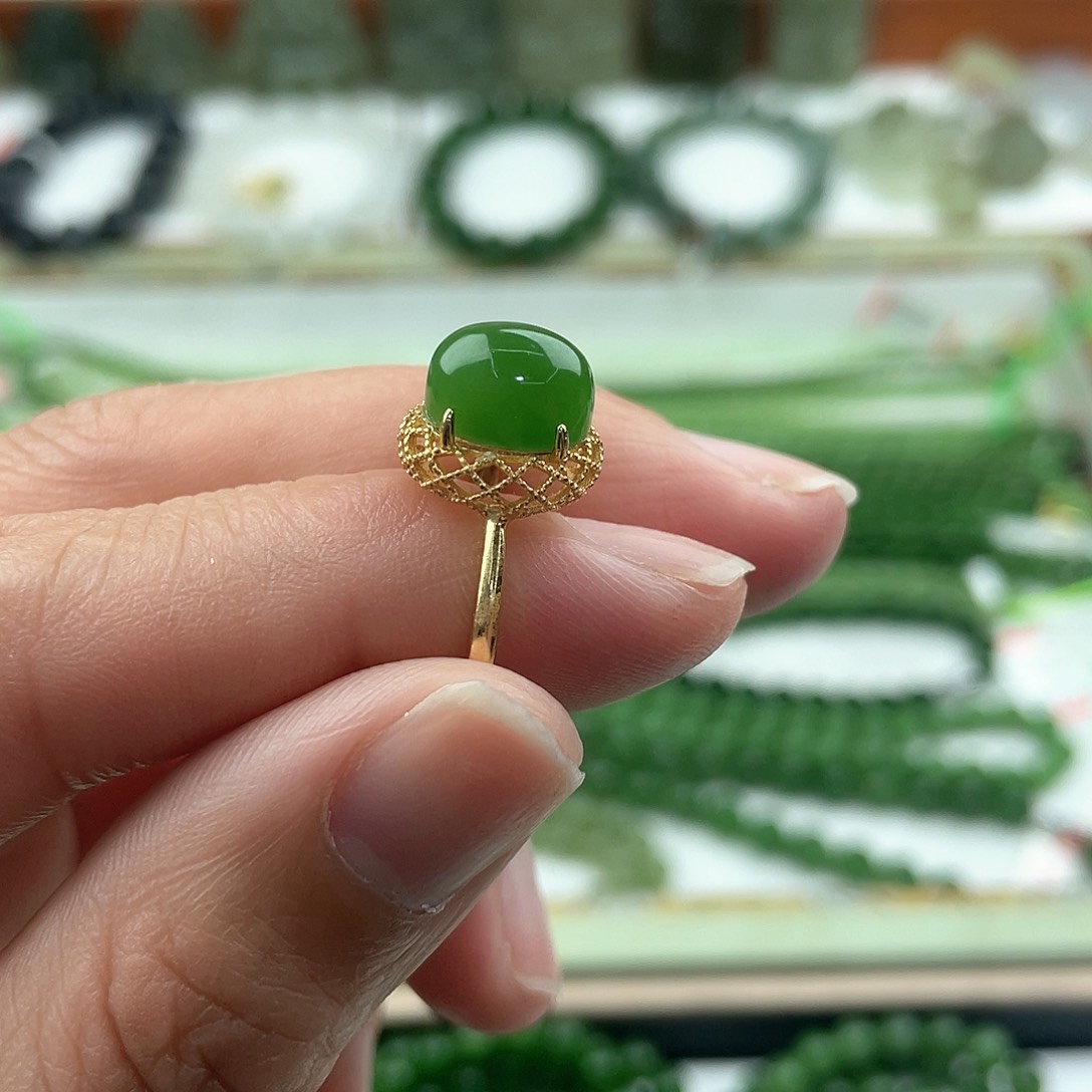 和田玉戒指银S925镶嵌和田玉戒指银s925镶嵌