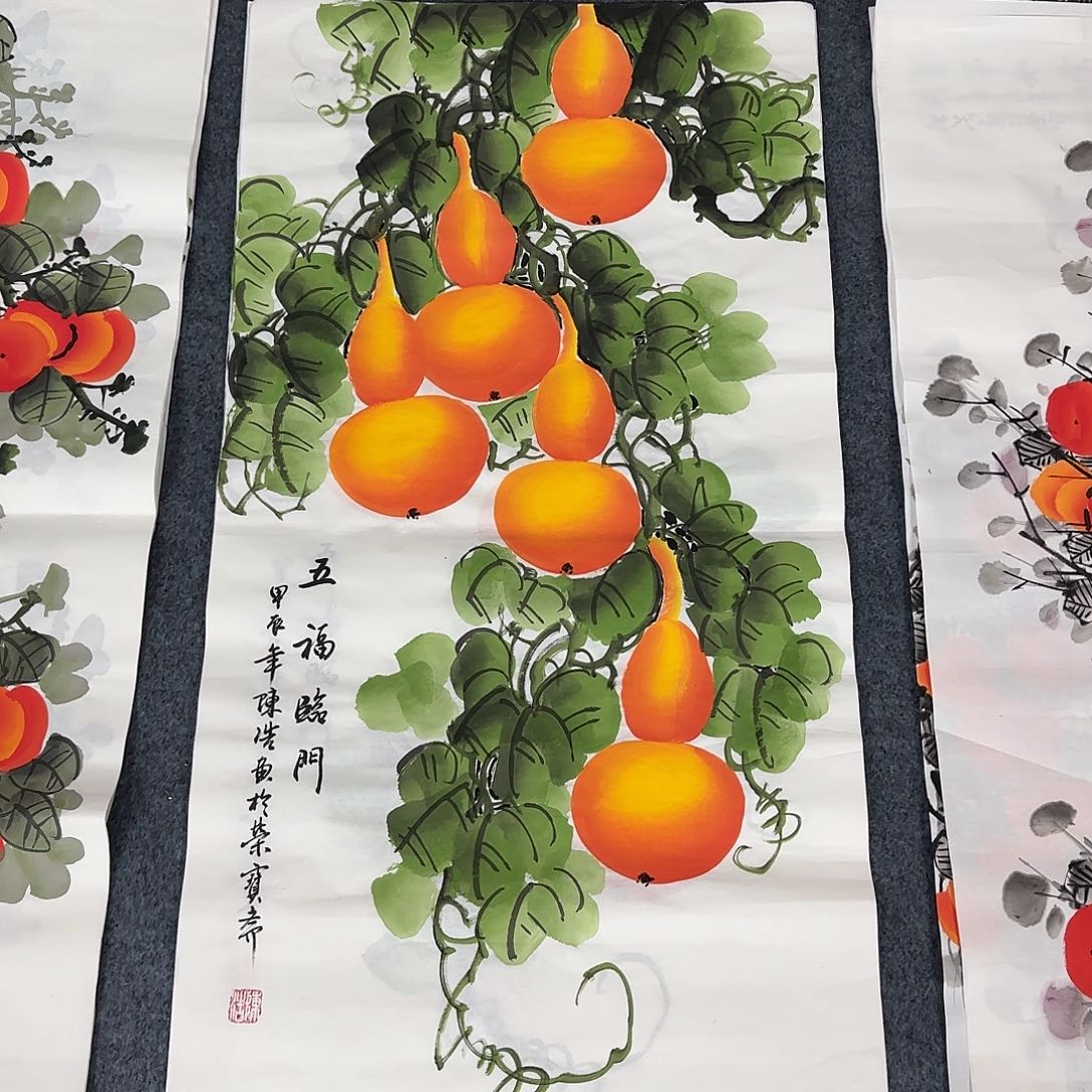 国画尺寸50X100手绘作品 