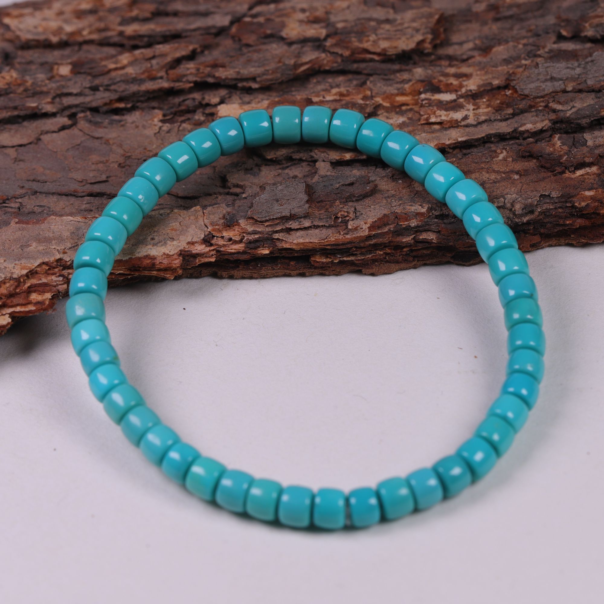 天然原矿绿松石高瓷蓝玉化直切手串