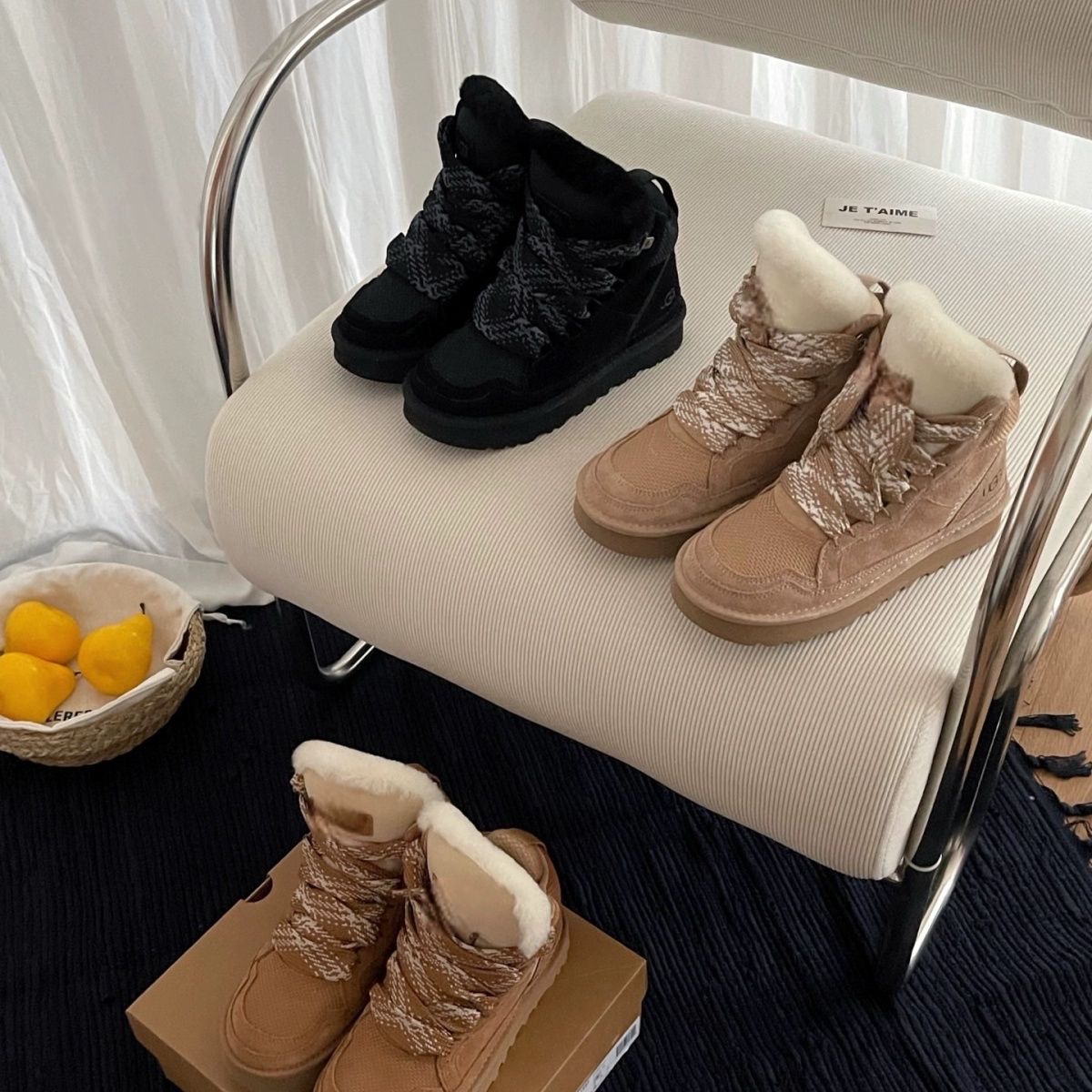 【侏仟成专卖】【浅橡木棕】雪地靴高帮梅尔增高皮毛一体羊毛保暖雪