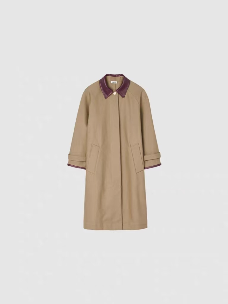 长款翻领法式衬衫袖轻便休闲风衣外套女装大衣中长款