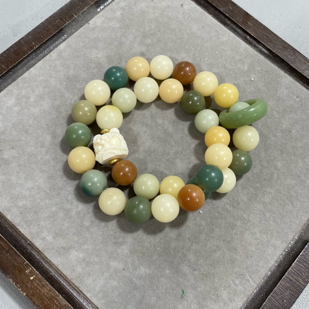 P755多宝菩提卡1.2醒狮款双圈手串（底色多样 发其一）