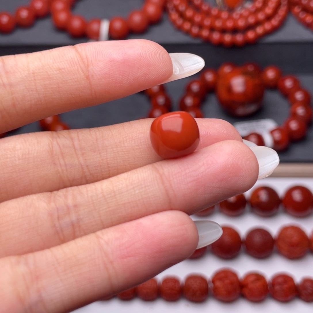纹***人南红玛瑙未镶嵌手串Y11mm老型单珠