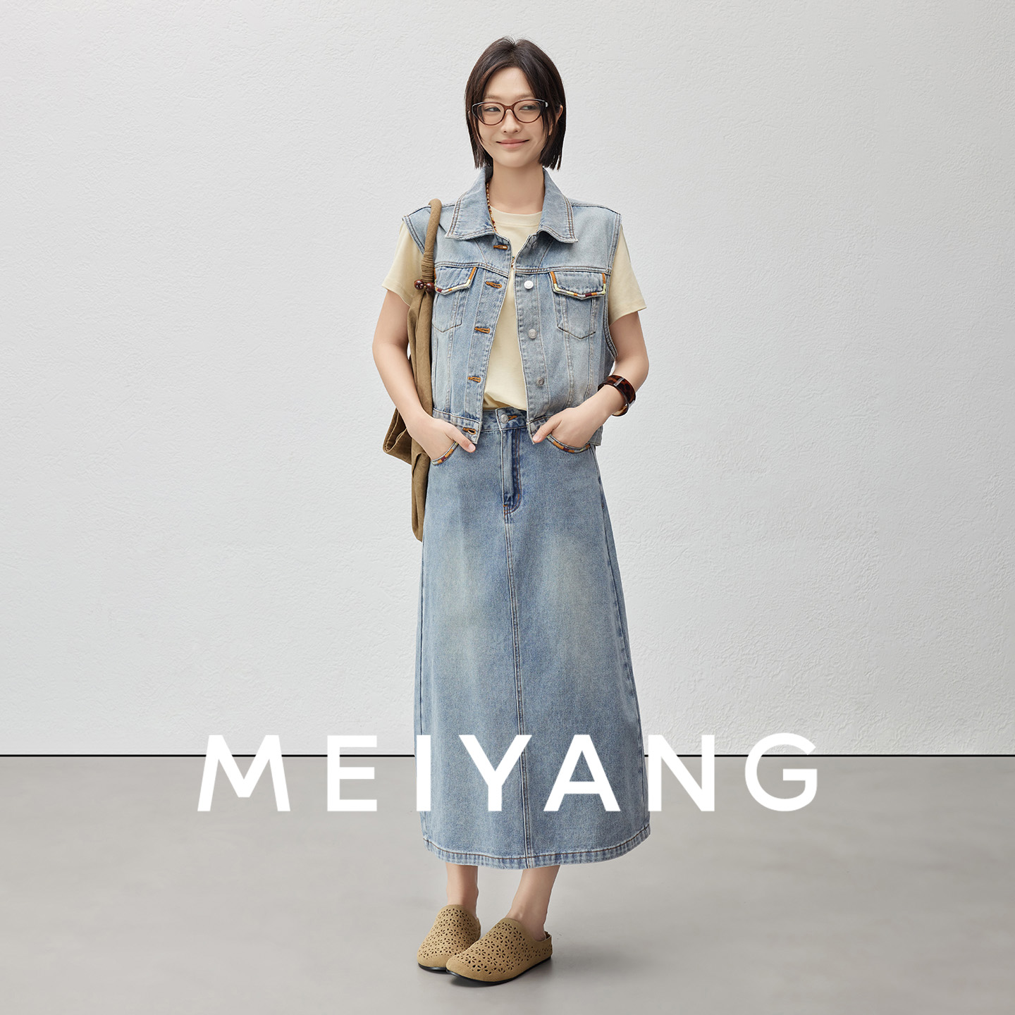 A美洋MEIYANG 雕花勃肯鞋【商场同款】镂空一脚蹬包头平底半拖-周二