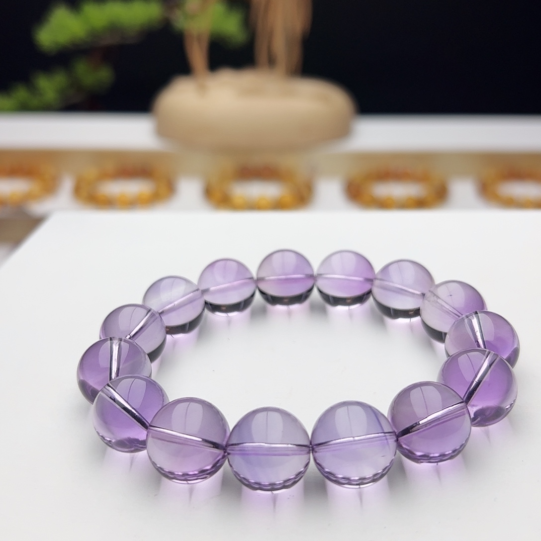 水晶手链未镶嵌玻利维亚紫水晶15mm+72